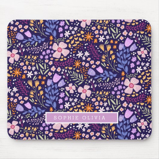 Tapis De Souris Fleurs Modernes Fleurs Sauvages Féminines Élégante (Devant)