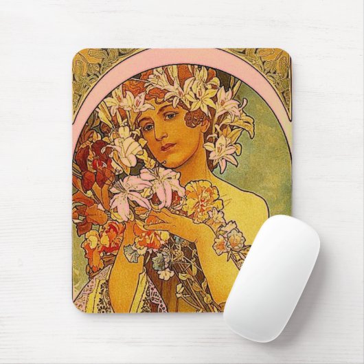 Tapis De Souris fleurs mucha (Avec souris)