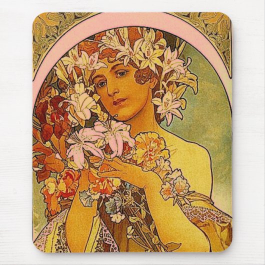Tapis De Souris fleurs mucha (Devant)