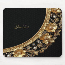 Tapis de souris Fleurs Ornementales Dorées