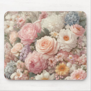 Tapis De Souris Fleurs Pastel Motif Floral Rose Chic Usé