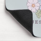 Tapis De Souris Fleurs pastel sur fond bleu clair (Coin)