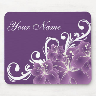 Tapis De Souris Fleurs pourpres et blanches sensibles