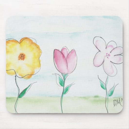 Tapis De Souris Fleurs Primitives Peintes (Devant)