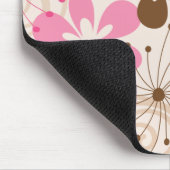 Tapis De Souris Fleurs printanières abstraites marron et rose (Coin)