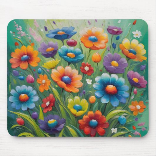 Tapis De Souris Fleurs printanières colorées (Devant)