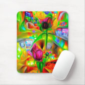 Tapis De Souris Fleurs psychédéliques Abstraites (Avec souris)
