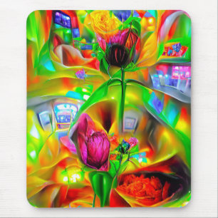 Tapis De Souris Fleurs psychédéliques Abstraites