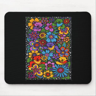 Tapis De Souris Fleurs Psychédéliques Ours Dansants Grate Colore