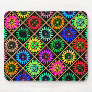 Tapis De Souris Fleurs radieuses abstraites avec floraisons surréa
