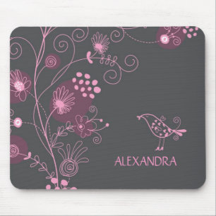 Tapis De Souris Fleurs Rétro Roses Et Bourgogne Brown Arrière - pl