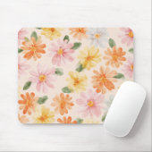 Tapis De Souris Fleurs Rose Jaune Bleu Pêche (Avec souris)