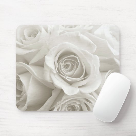 Tapis De Souris Fleurs | Roses blanches (Avec souris)