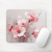 Tapis De Souris Fleurs roses, blanches et grises (Avec souris)