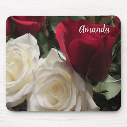 Tapis de souris Fleurs Roses Blanches et Rouges (Devant)
