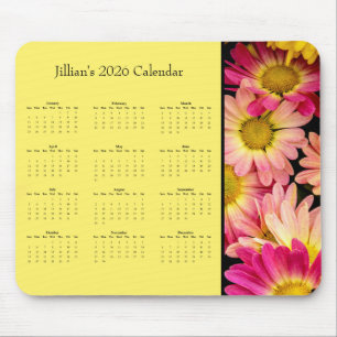 Tapis De Souris Fleurs roses : calendrier annuel personnalisable 2