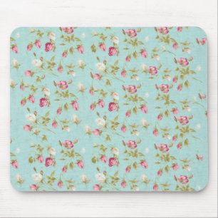 Tapis De Souris Fleurs roses chics minables bleues de roses