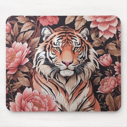 Tapis De Souris Fleurs roses de tigre en Mémerisation (Devant)
