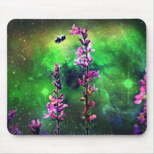 Tapis De Souris Fleurs roses et abeilles contre le monde