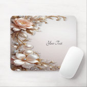 Tapis de souris Fleurs roses et blanches douces (Avec souris)