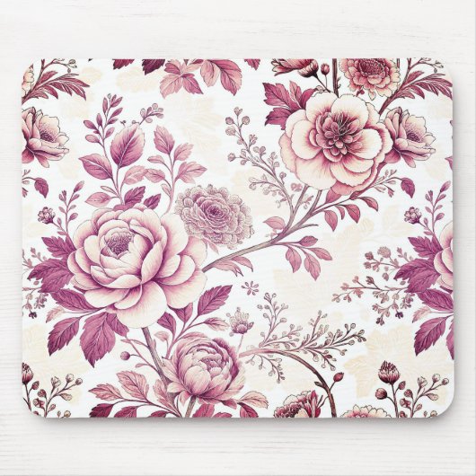 Tapis De Souris fleurs roses et rouge foncé (Devant)