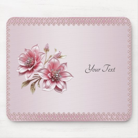 Tapis de souris Fleurs roses modernes (Devant)