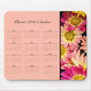 Tapis De Souris Fleurs roses : personnalisez le calendrier complet