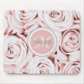Tapis De Souris Fleurs roses rousses nom monogrammé (Devant)