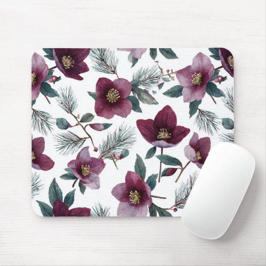 Tapis De Souris Fleurs Rouge Bourgogne (Avec souris)