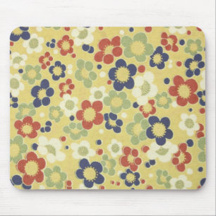 Tapis De Souris Fleurs rouges, blanches, bleues et vertes Jaunes