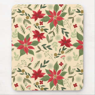 Tapis De Souris Fleurs rouges de Noël Motif-11600
