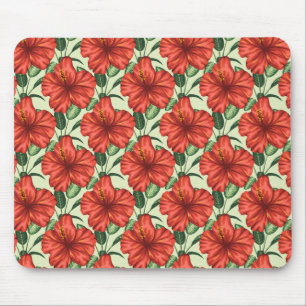 Tapis De Souris Fleurs rouges motifs à fleurs tropicales
