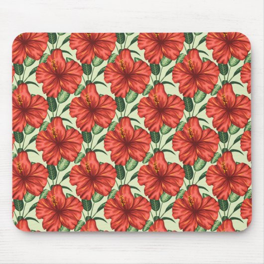Tapis De Souris Fleurs rouges motifs à fleurs tropicales (Devant)