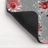 Tapis De Souris Fleurs rouges sur gris (Coin)