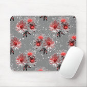 Tapis De Souris Fleurs rouges sur gris (Avec souris)