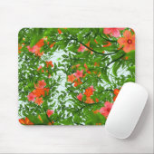 Tapis De Souris Fleurs rouges sur l'art vert (Avec souris)