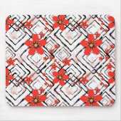 Tapis De Souris Fleurs rouges sur un arrière - plan blanc et noir. (Devant)