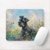 Tapis De Souris Fleurs sauvages colorés Schnauzer (Avec souris)