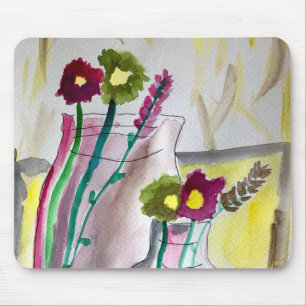 Tapis De Souris Fleurs sauvages dans un vase art abstrait