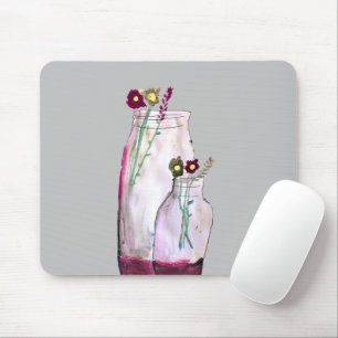 Tapis De Souris Fleurs sauvages d'aquarelle Whimsical en vase