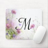 Tapis De Souris Fleurs sauvages de lavande Monogramme Panier initi (Avec souris)