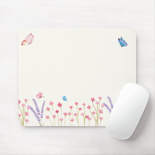 Tapis De Souris Fleurs sauvages papillons esthétiques (Avec souris)