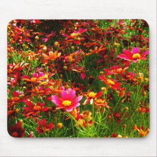 Tapis De Souris Fleurs sauvages rose et jaune pâle
