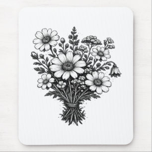 Tapis De Souris Fleurs sauvages vintage art botanique floral linog