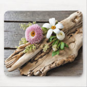 Tapis De Souris Fleurs Sur Bois Chaud (Devant)