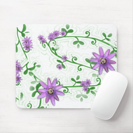 Tapis De Souris Fleurs sur des vignes Mousepad (Avec souris)