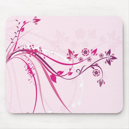 Tapis De Souris Fleurs sur rose - Mousepad (Devant)