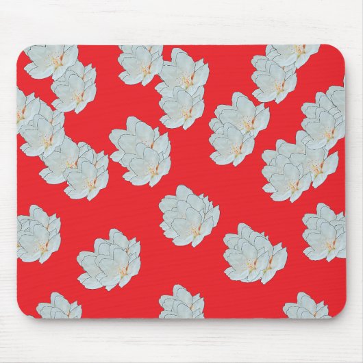 Tapis De Souris Fleurs sur rouge (Devant)