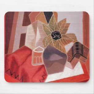 Tapis De Souris Fleurs sur une table par Juan Gris, Cubisme vintag