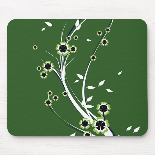 Tapis De Souris Fleurs sur vert - Mousepad (Devant)